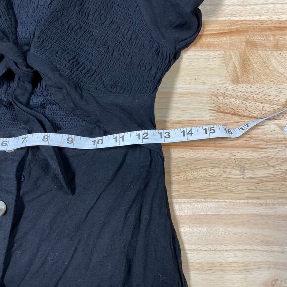 Free People NWT String Of Hearts Maxi Dress Size S Black Tie Front Smocked - Picture 9 of 10